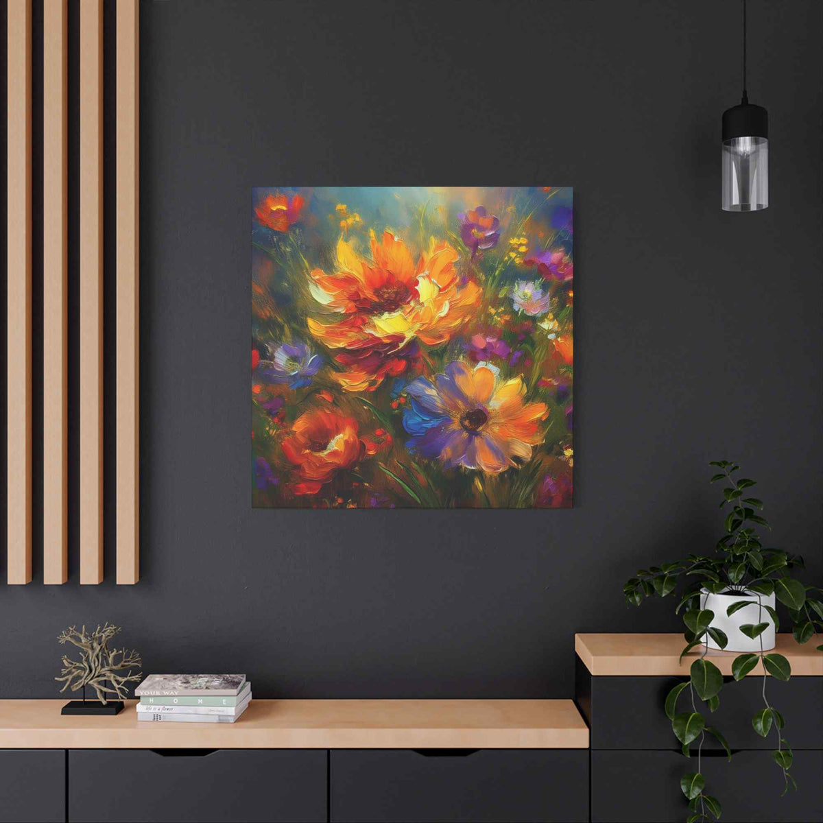 Flowers Print Canvas, Floral Oil Paint Print 20x20, 24x24, 30x30, 32x32, 36x36, Floral Art Design Print Non-Frame MC-15