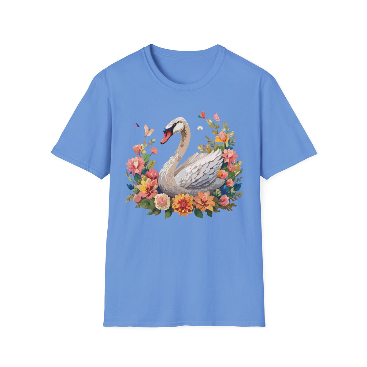 Floral Swan T-Shirt | Swan Illustration Tee, Floral Bird Shirt
