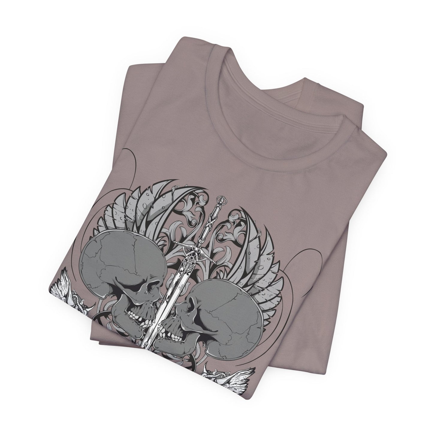 Honor Loyalty crest tee Gothic heraldry skulls wings emblem Art-48