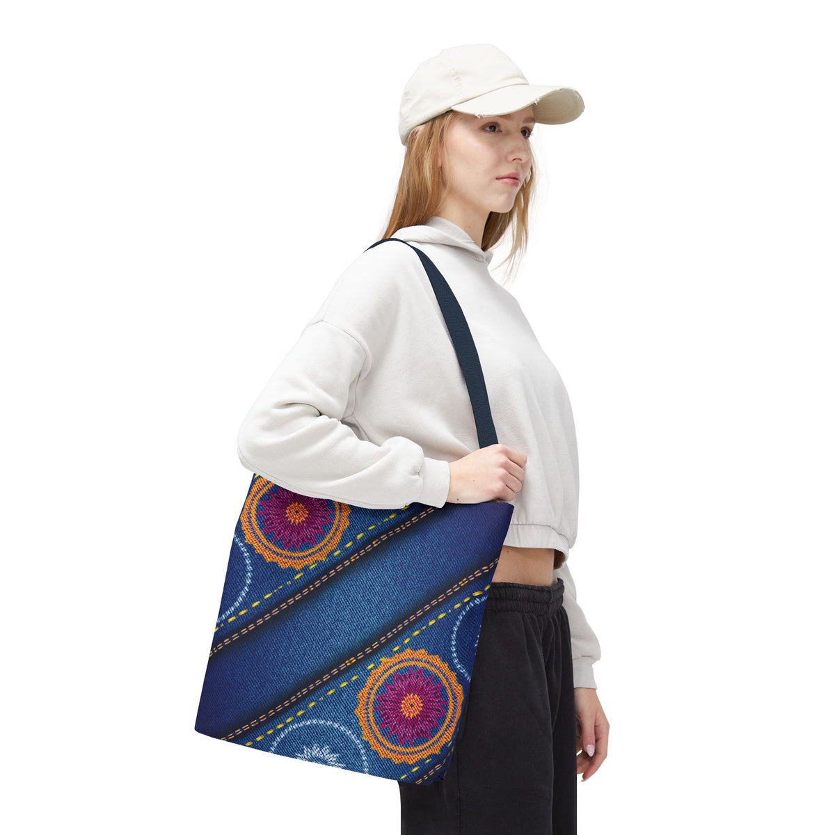 Diwali Graphic Denim Fabric Imitation Print Unisex Canvas Bag Poly Spun 3 Sizes Tote Bag 205-14