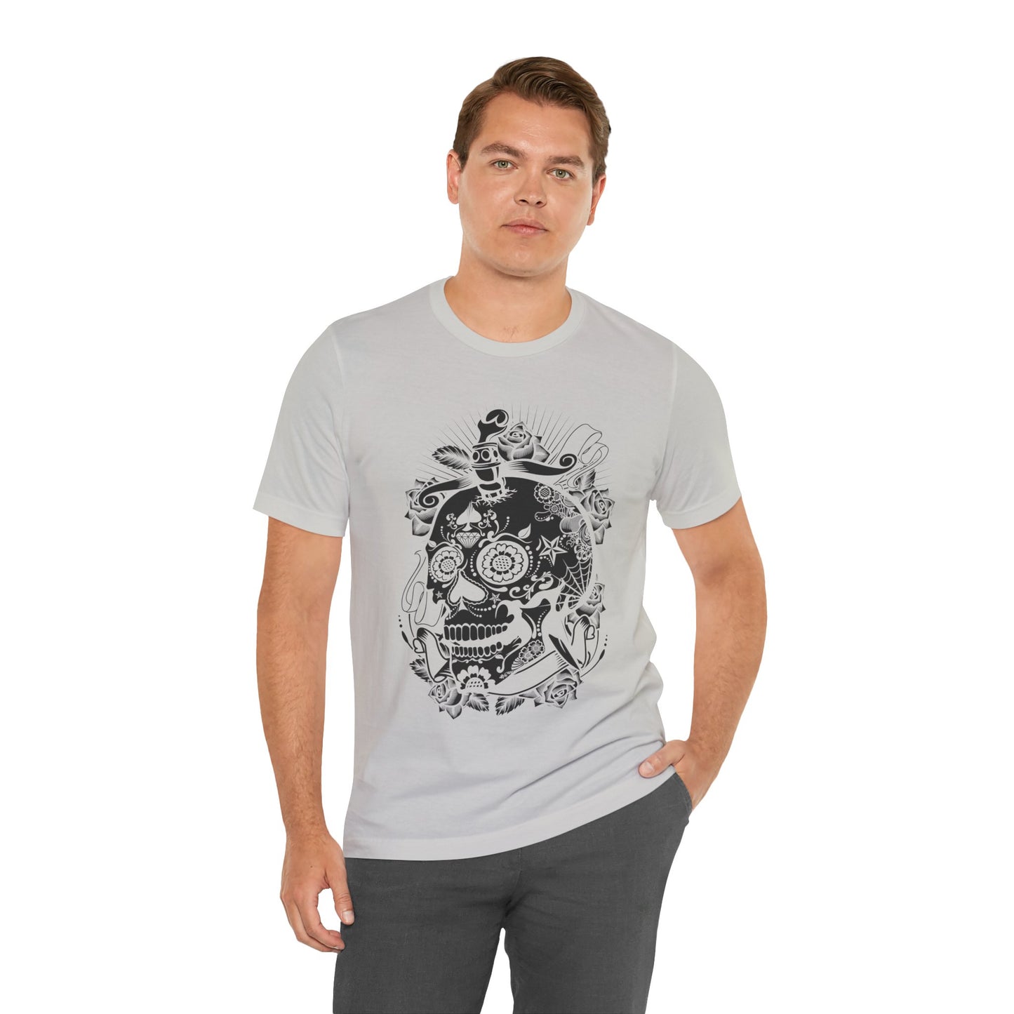 Unisex Cotton Tee Shirt with Skull