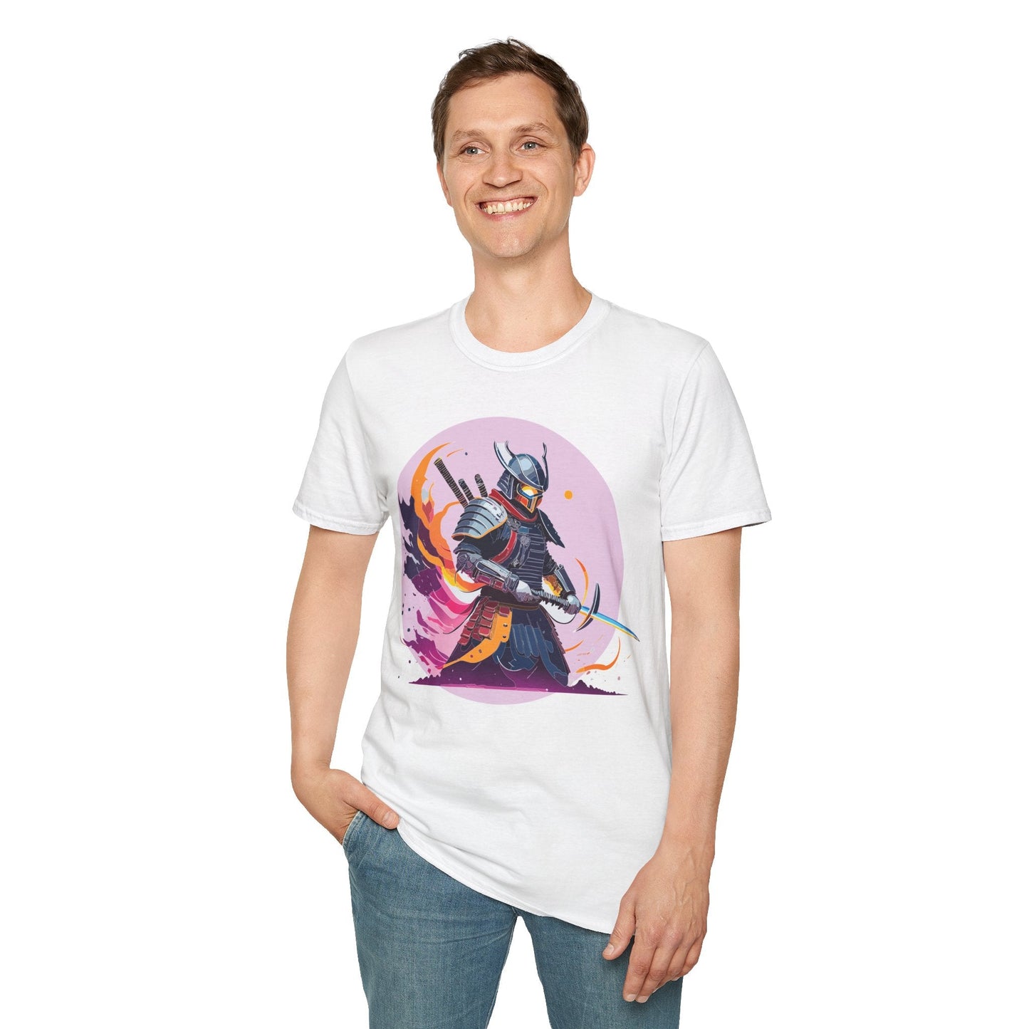Samurai Shirt Unisex Short Sleeve Tee With Samurai Print Softstyle Gildan 64000 Ring Spun Cotton
