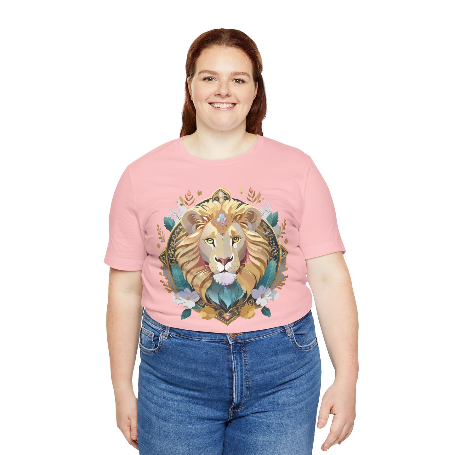 Unisex Lion Graphic Tee, Animal Shirt, Tee Shirt with Lion, Medallion T-Shirt, Animal Medallion Tees 2