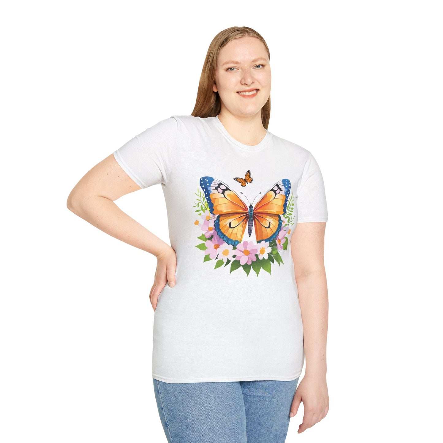 Butterfly Shirt Unisex Cotton Tee Monarch Butterfly Design Gildan Softstyle 64000 Short Sleeve