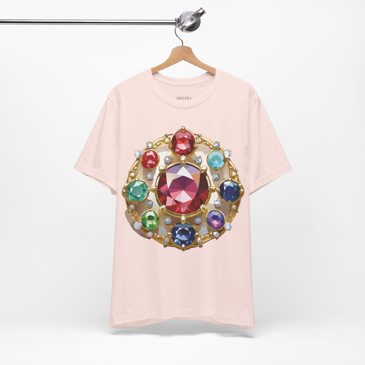 Jewelry Graphic Unisex Cotton Bella+Canvas Tee with Gemstones Art Design m34