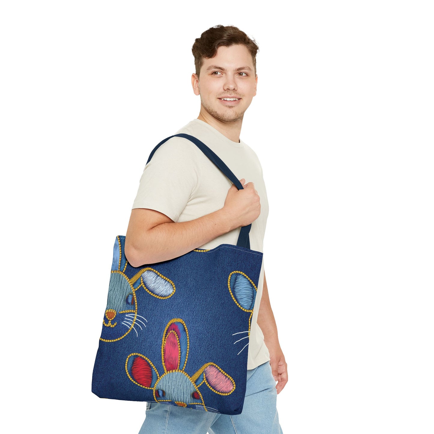 Denim Fabric Imitation Print Unisex Canvas Bag Poly Spun 3 Sizes Tote Bag 192