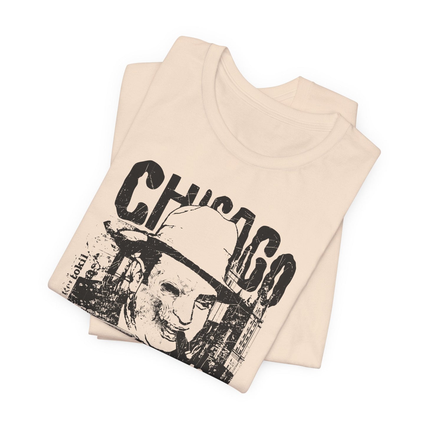 Chicago Retro Mobster Illustration Tee Vintage Car Cityscape Art Design T-Shirt A-8