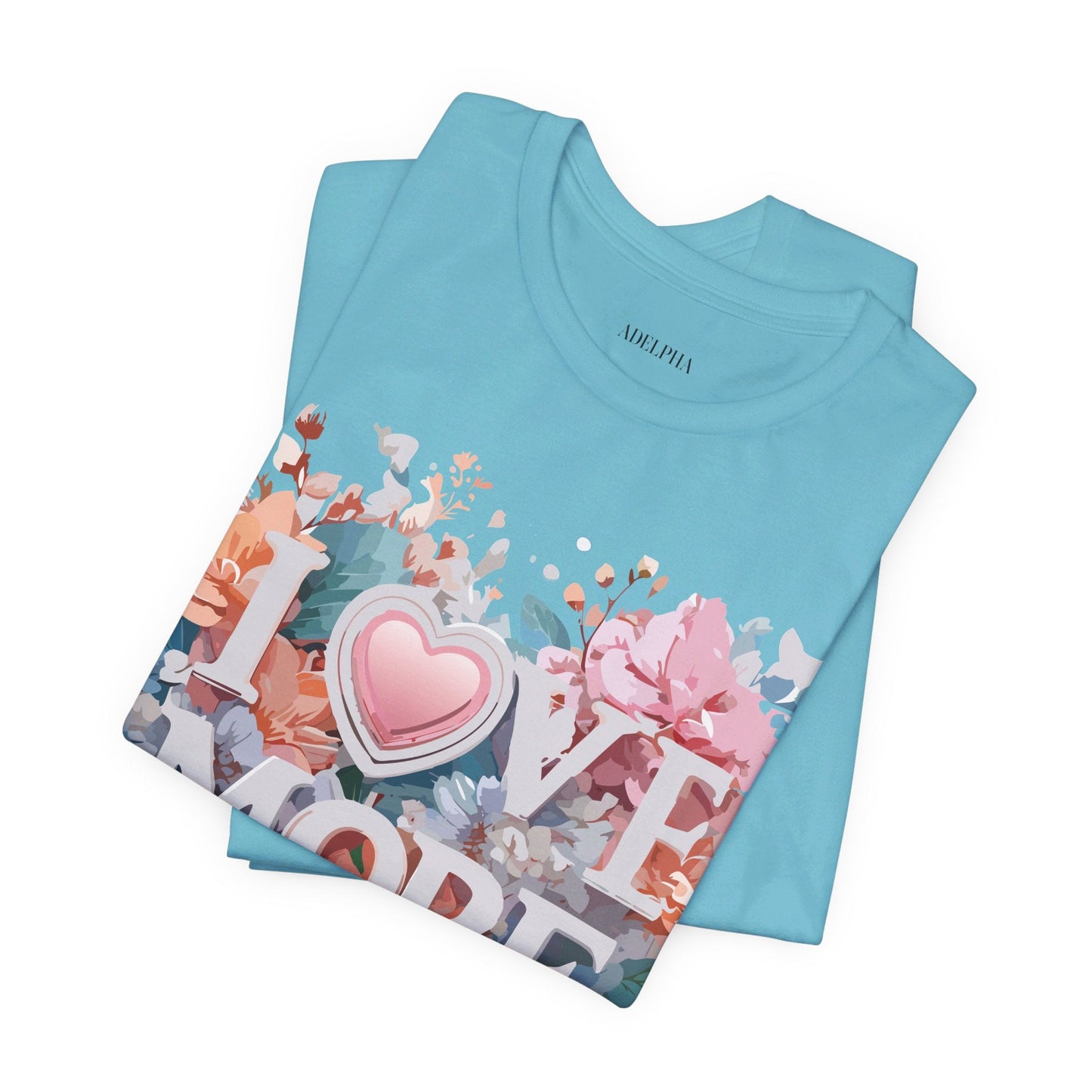 Valentine Day Graphic Unisex 100 Cotton Vintage Artwork with Love and Flower Design Tee 17