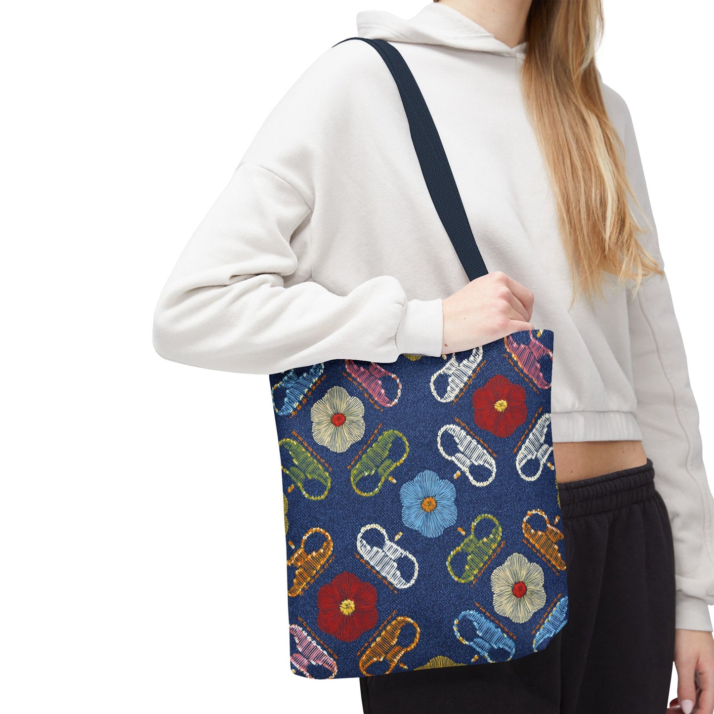 Denim Fabric Imitation Print Unisex Canvas Bag Poly Spun 3 Sizes Tote Bag 154