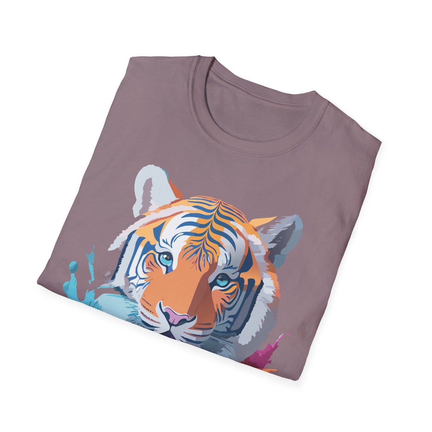 Tiger Print Shirt Unisex Softstyle Tee 100 Percent Ring Spun Cotton