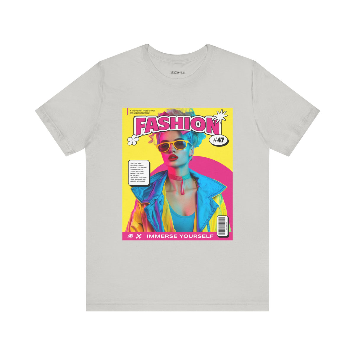 Magazine Cover Graphic Unisex Cotton Bella+Canvas Tee with Retro Poster ab25
