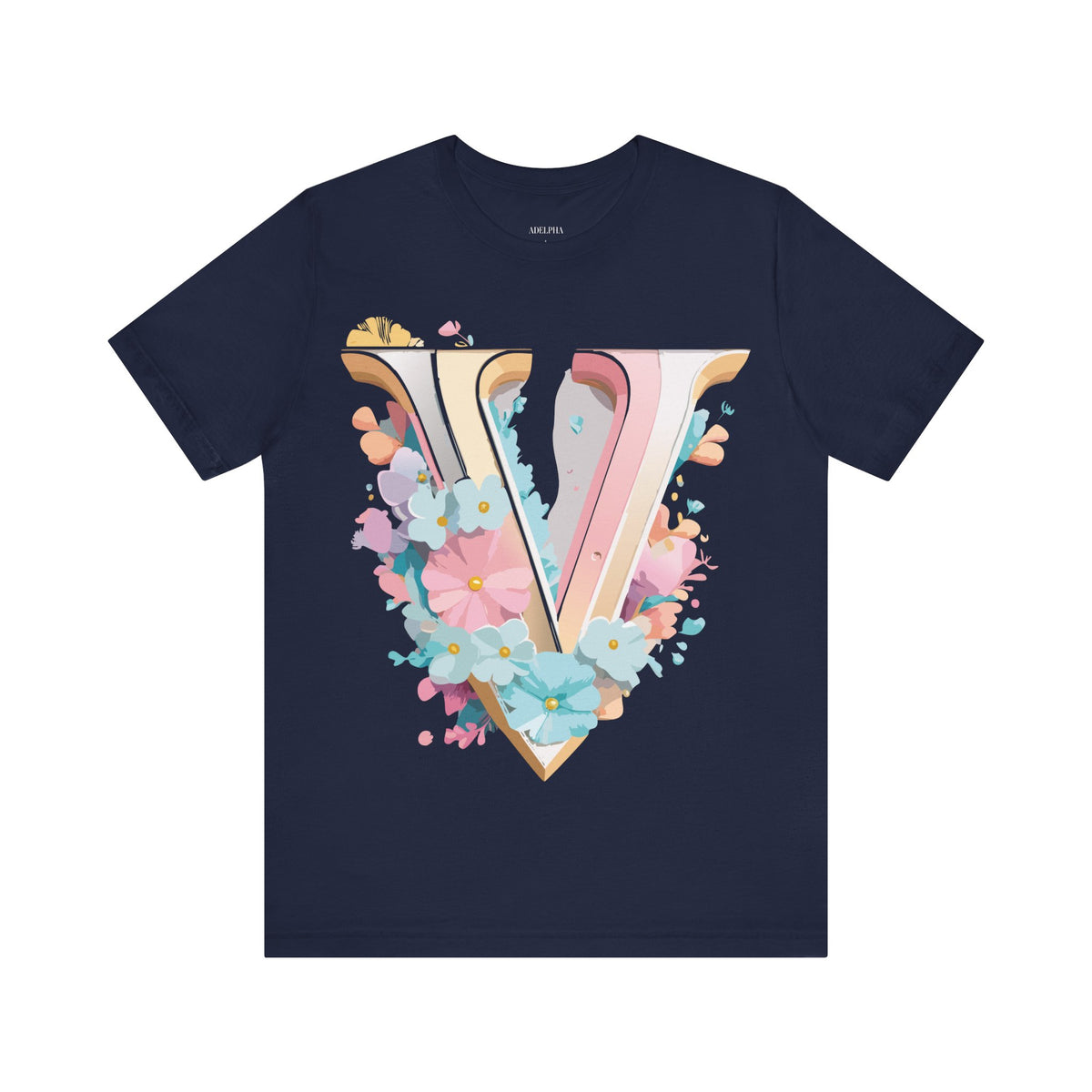 Letter V Graphic Unisex Cotton Bella+Canvas Tee with Art Letter Design