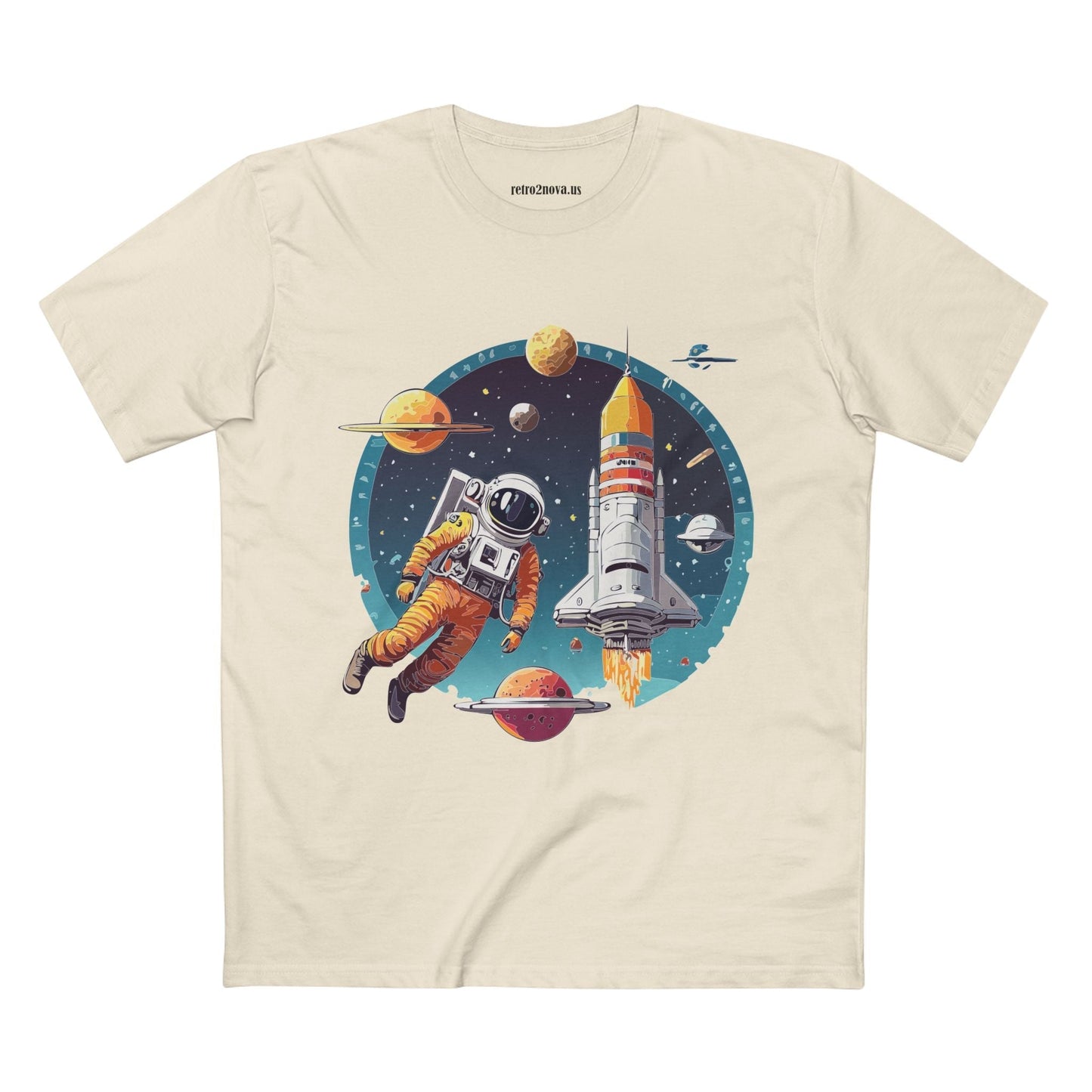 Cosmos Astronaut Shirt Unisex Premium Cotton Tee With Original Art Design Retro2Nova Art Collection