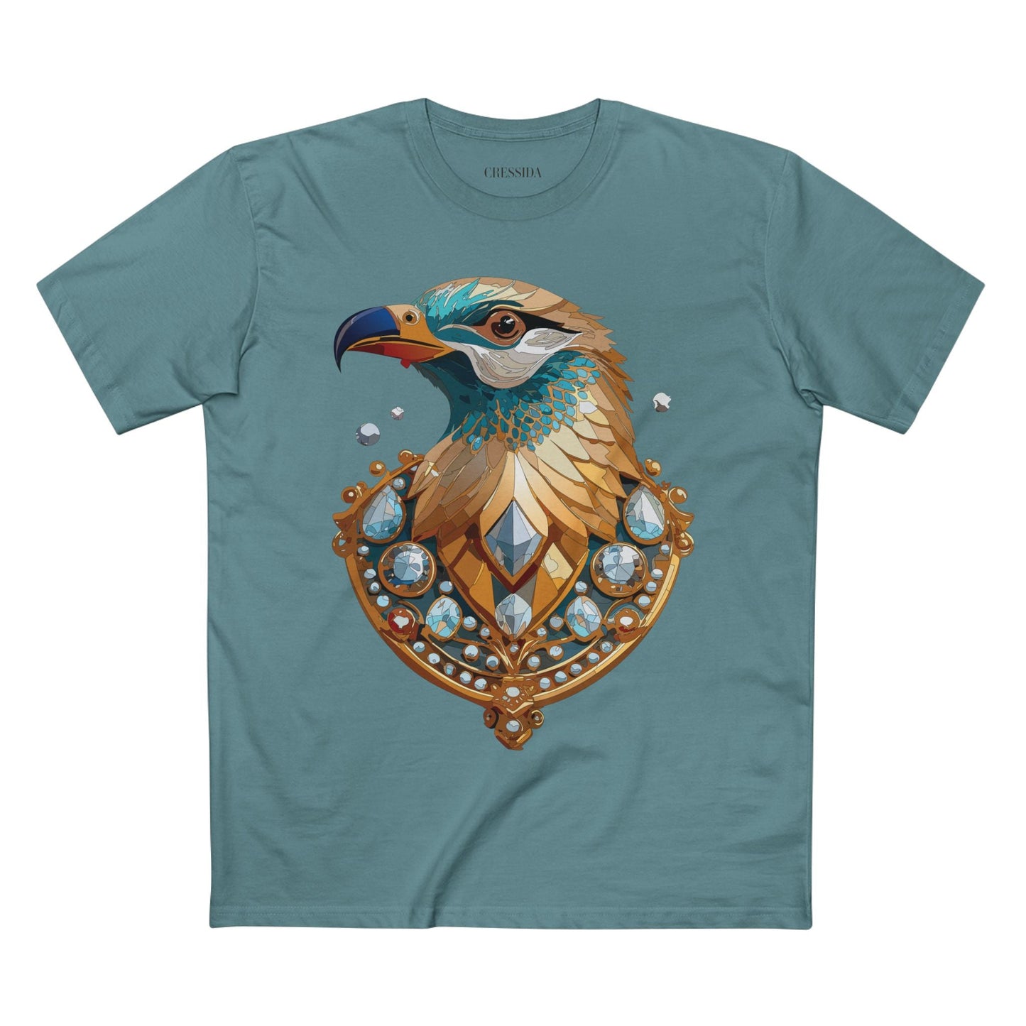 Bird Graphic Unisex 100 Cotton Tee With Unique Animal Golden Medallion Art Design 21