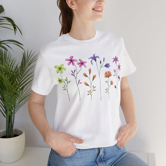 Baumwoll-T-Shirt mit Blumendrucken