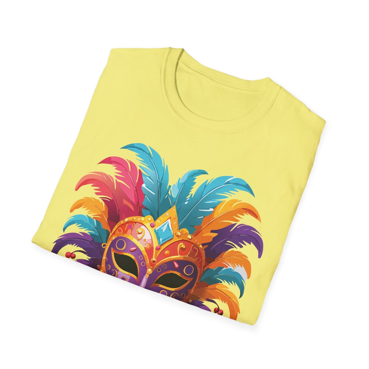 Unisex Gildan Softstyle Mask Tee Shirt With Art Design Casual Everyday Wear Masquerade Tee