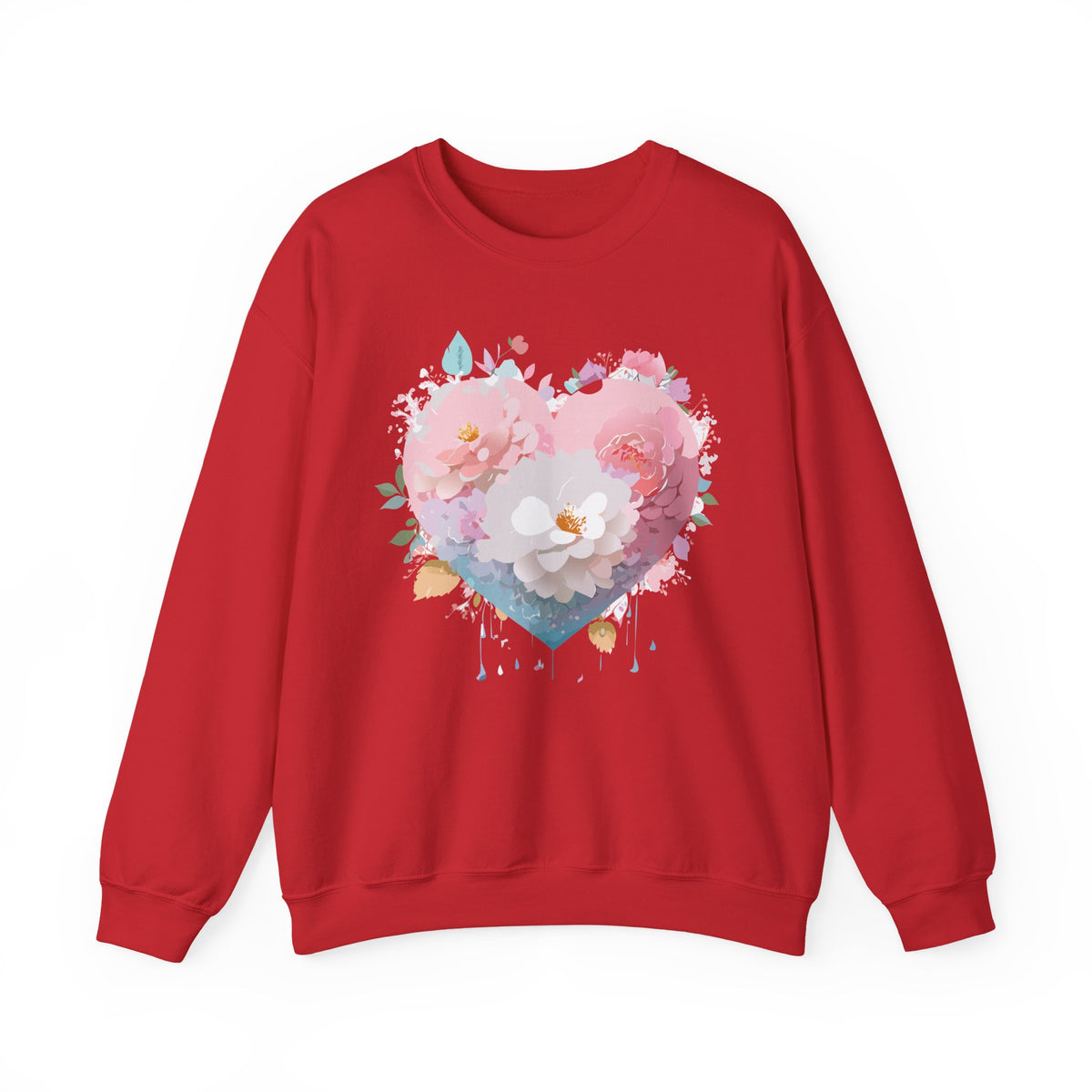 Floral Heart Love Graphic Valentine's Day Sweatshirt Unisex 50/50 Cotton-Poly Sweatshirt w21