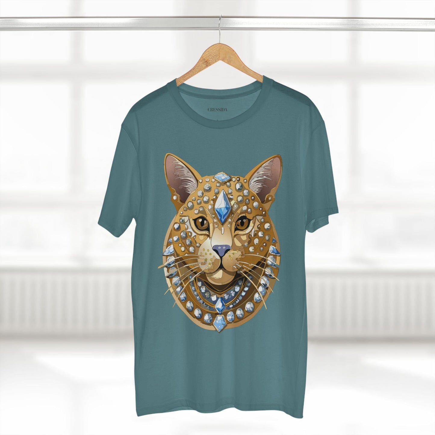 Cat Graphic Unisex 100 Cotton Tee With Unique Animal Golden Medallion Art Design 11