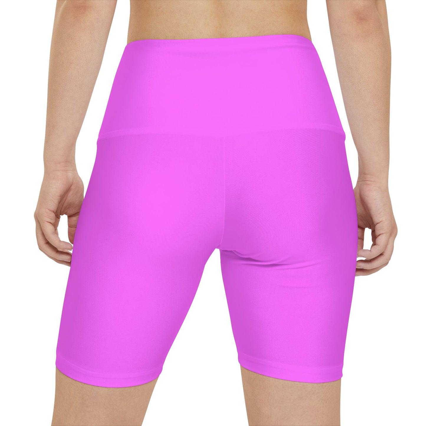 Bright Peony Purple High-Waist Pink Workout Shorts — Women's Athletic Biker Shorts for Gym, Yoga & Running