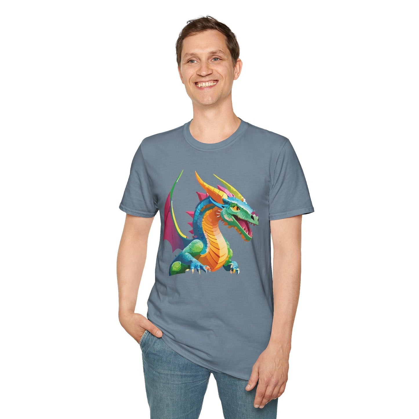 Unisex Dragon Graphic Tee Softstyle Short Sleeve T Shirt Made From Ring Spun Cotton