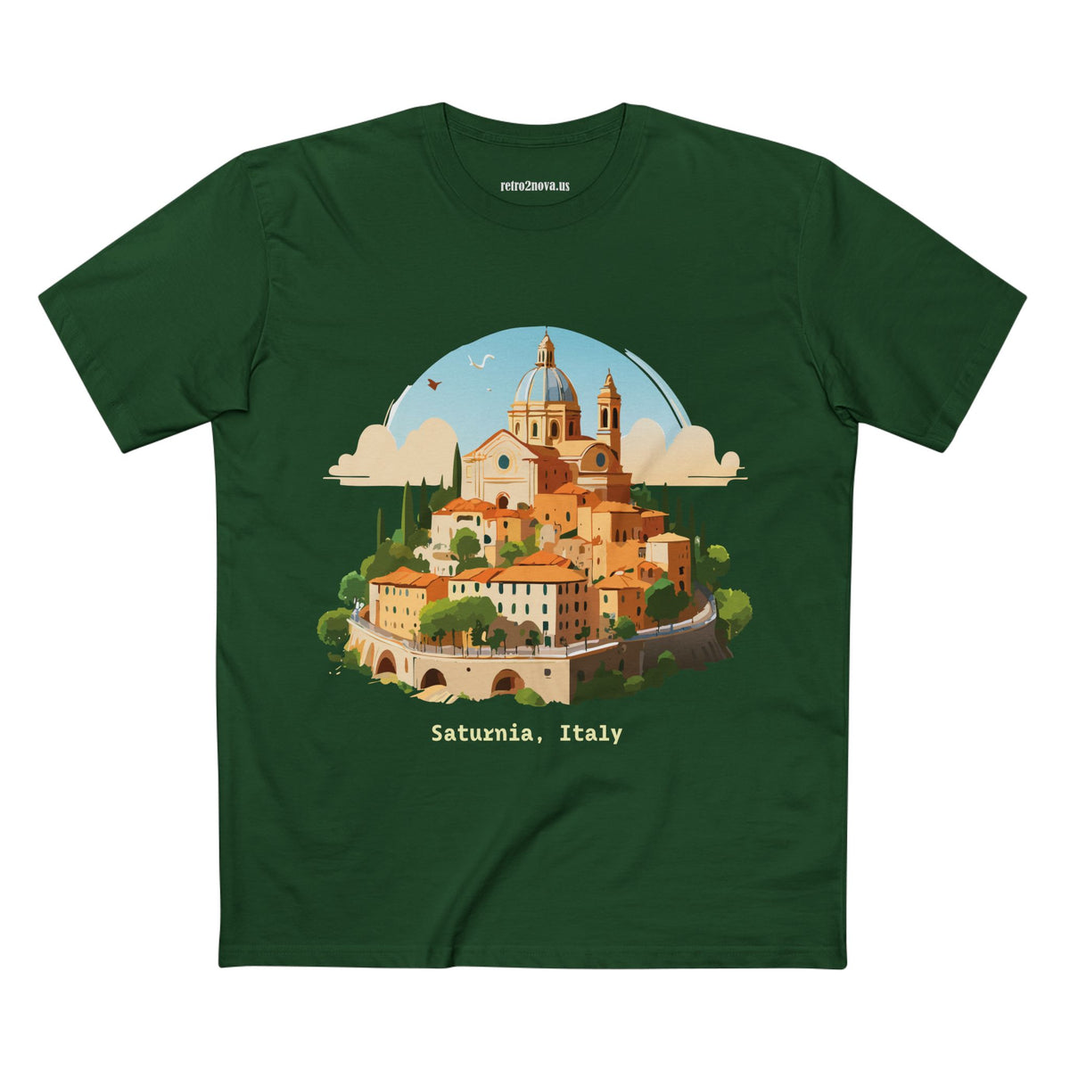 Saturnia Italy village illustration T-Shirt | Italian travel souvenir tee