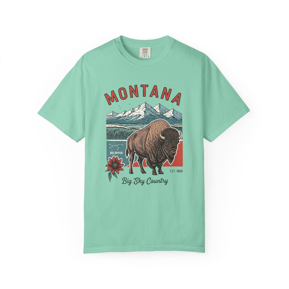 Montana Graphic Unisex Heavyweight Garment-Dyed Travel Tourist Graphic Gift Tee 100 Cotton Comfort Colors T-Shirt