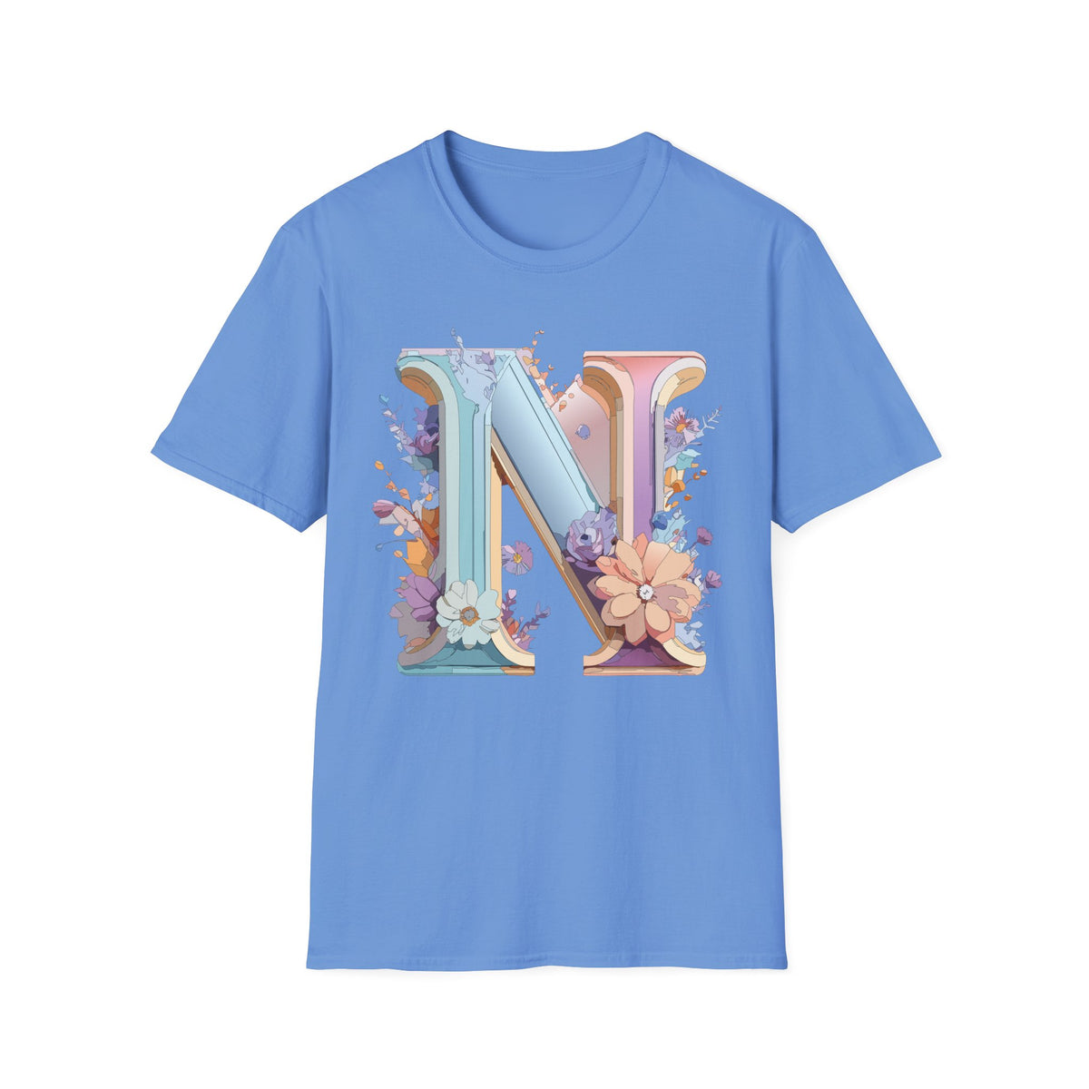 Floral Letter N T-Shirt | Monogram Initial N Tee