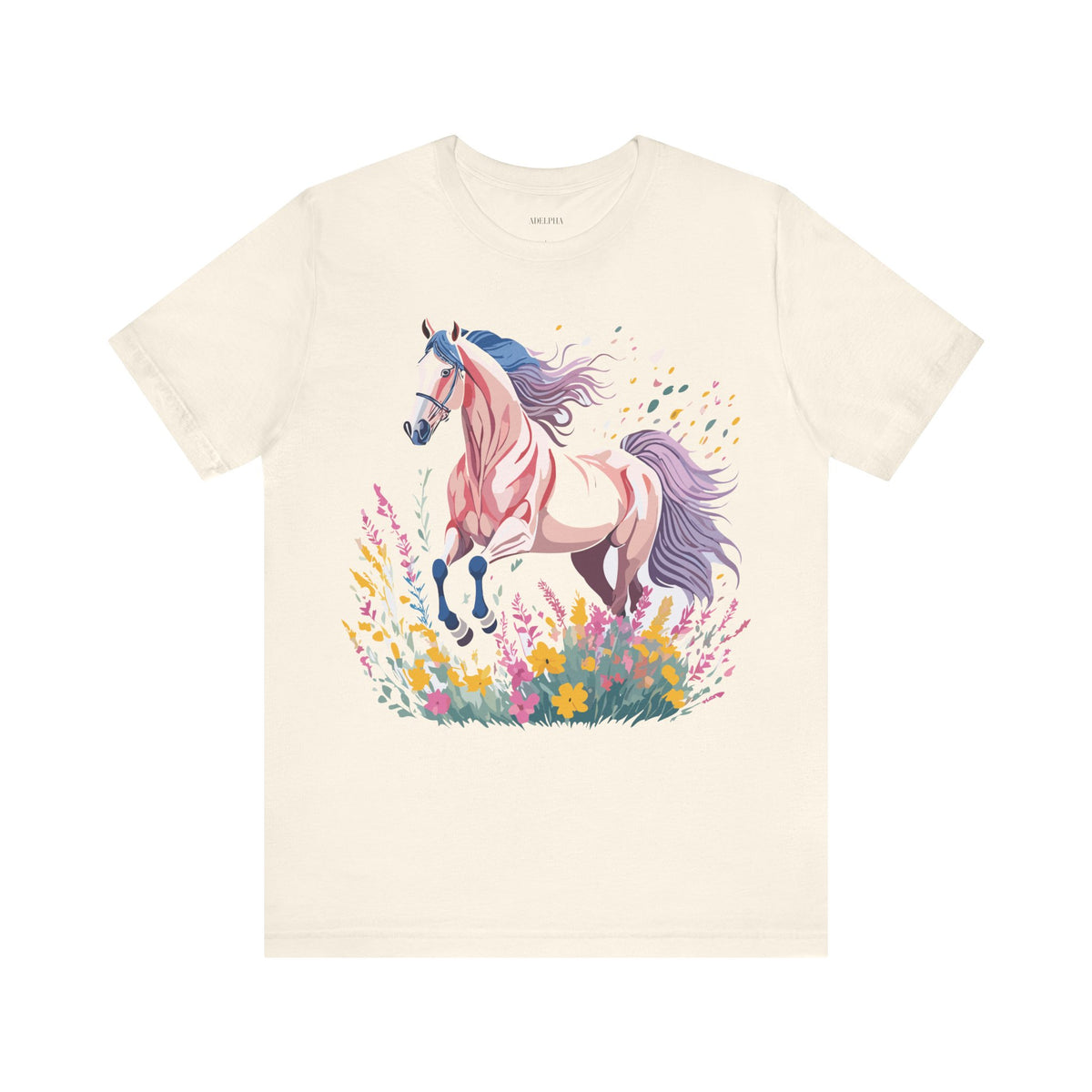 Horse Graphic Unisex Cotton Bella+Canvas Tee with Art Animal Design e25