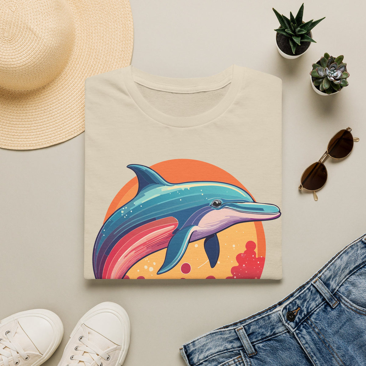 Colorful Retro Dolphin Tee | T-Shirt
