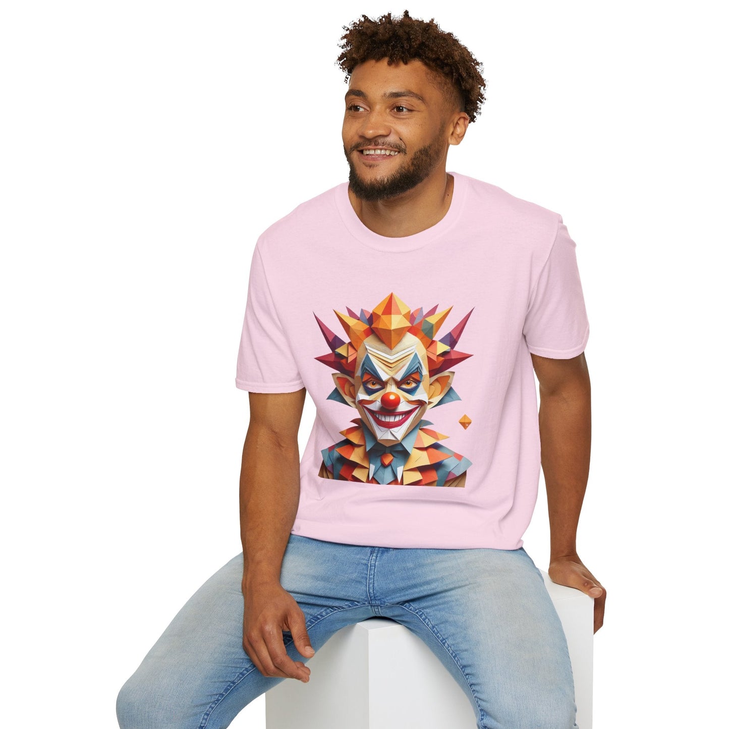 Unisex Clown Shirt With Funny Man Scary Man Circus Theme Tee Gildan Softstyle 64000