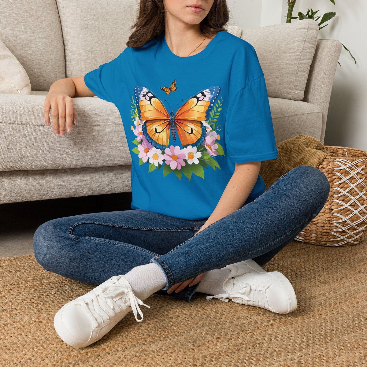 Monarch Butterfly Floral Butterfly Graphic Design Unisex 100 Cotton Gildan T-Shirt