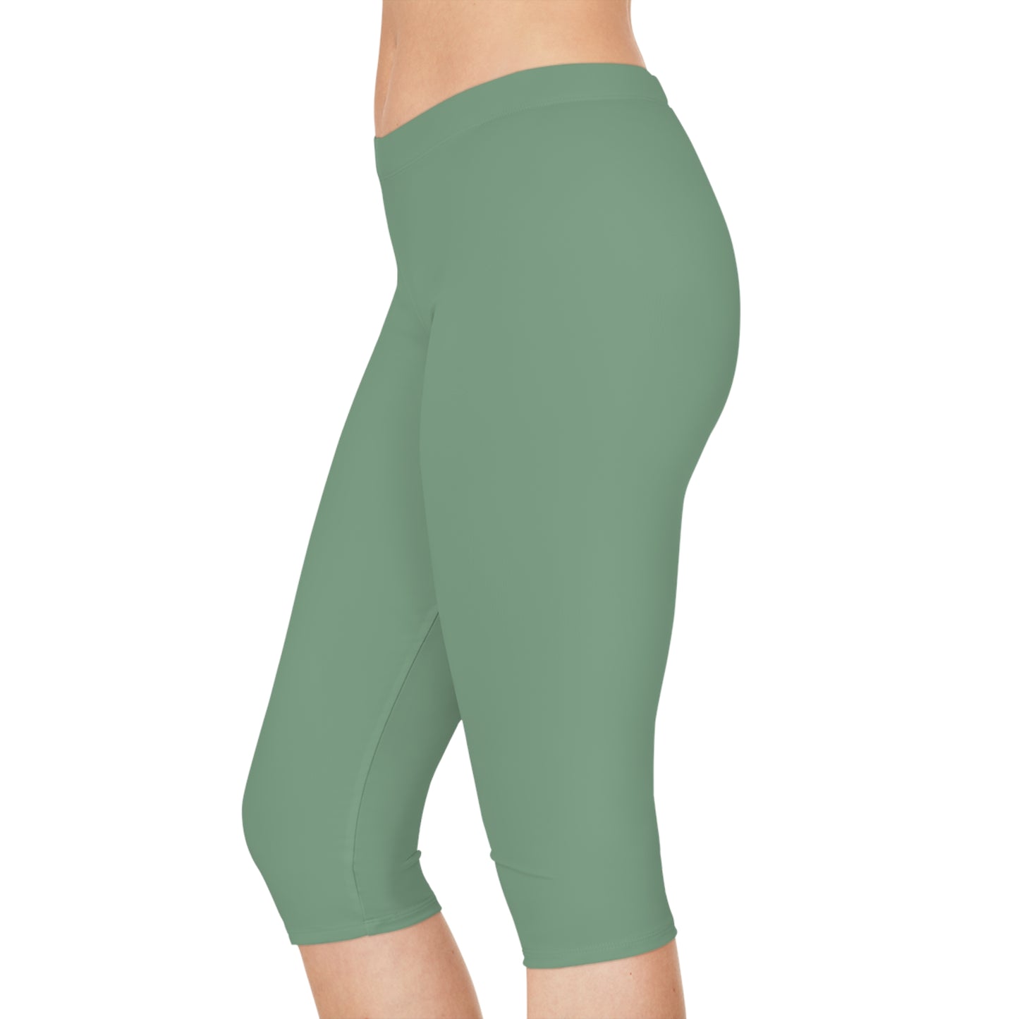Green Color Capri Leggings, Green Capri Leggings 4