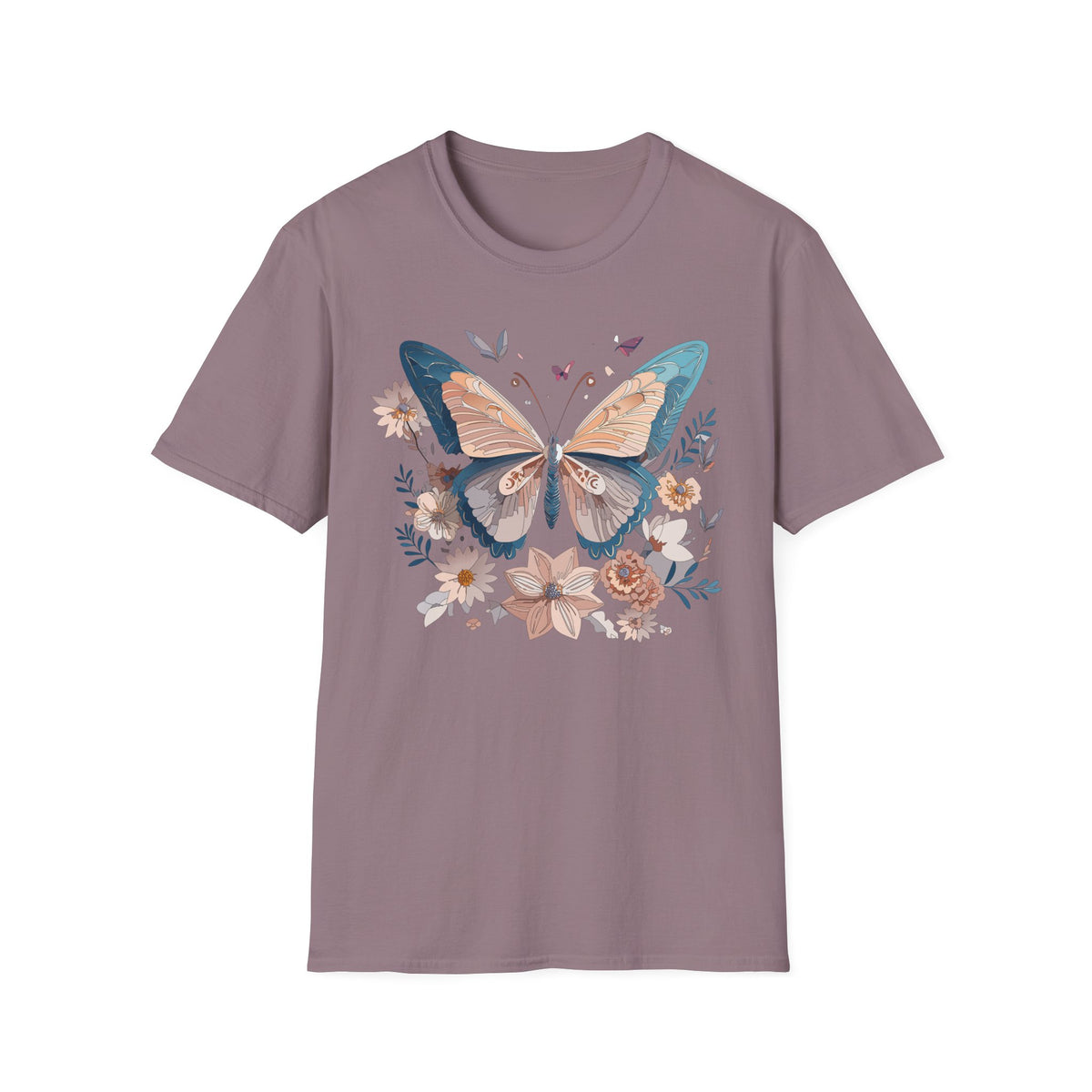 Butterfly Floral T-Shirt — Vintage Boho Nature Graphic Tee Unisex 100 Cotton Gildan T-Shirt