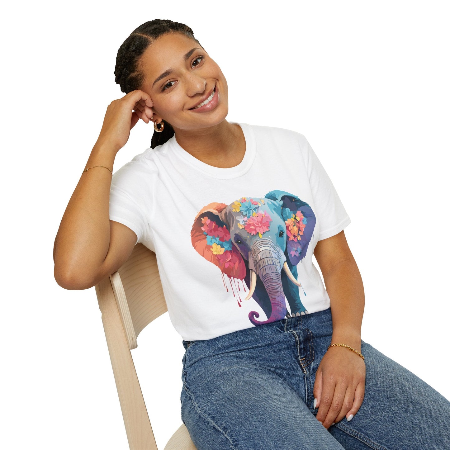 Unisex Elephant T Shirt Gildan SoftStyle 64000 100 Percent Ring Spun Cotton Tee Shirt