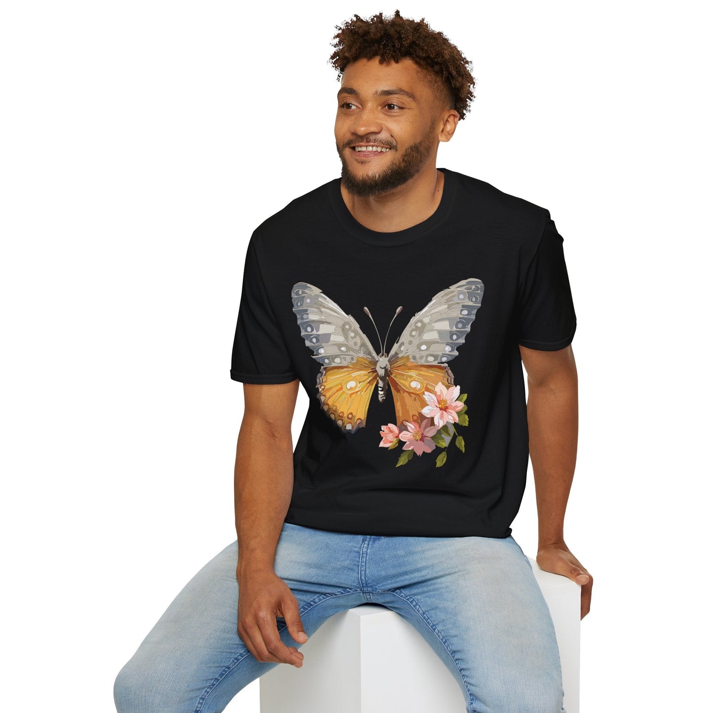 Unisex Butterfly T Shirt Monarch Print Softstyle Cotton Tee Gildan 64000 Lightweight Comfort