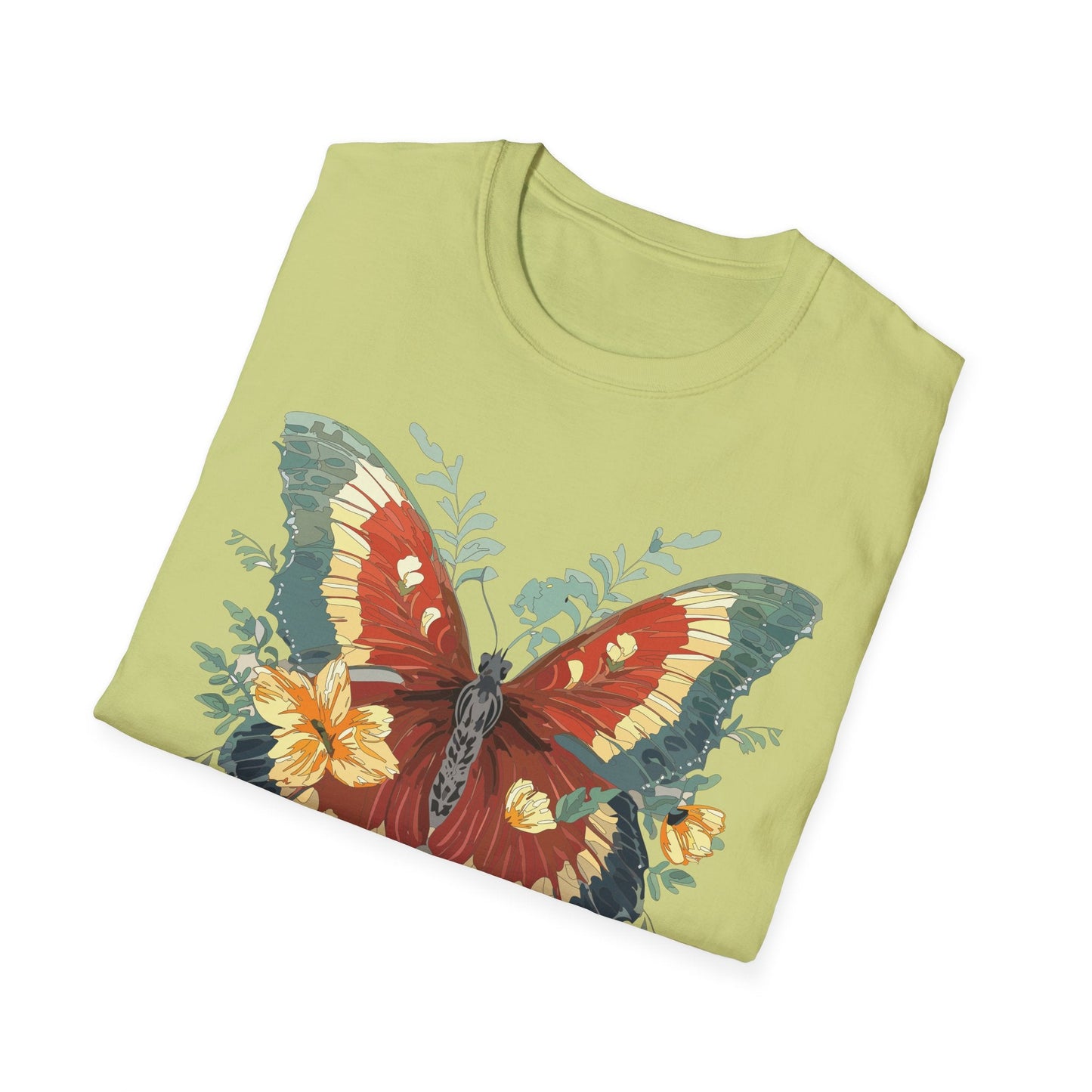 Butterfly T Shirt Unisex Gildan Softstyle 64000 Comfort Monarch Design 100 Percent Cotton