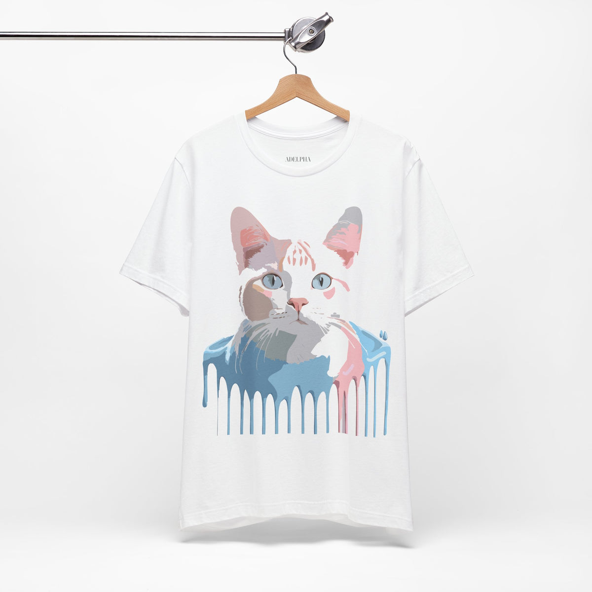 Cat Graphic Unisex Cotton Bella+Canvas Tee with Art Animal Design d04