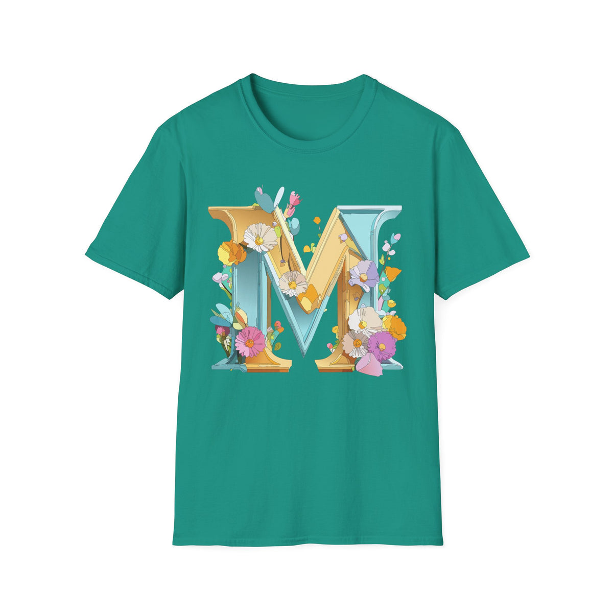 Floral Letter M T-Shirt | Botanical Monogram Initial Tee