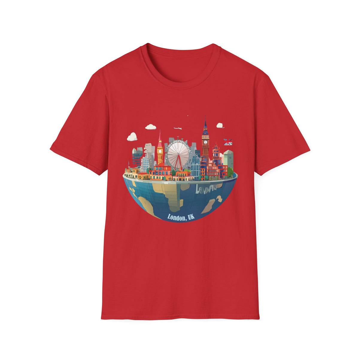 London Skyline Illustration T-Shirt | Big Ben, London Eye, Union Jack