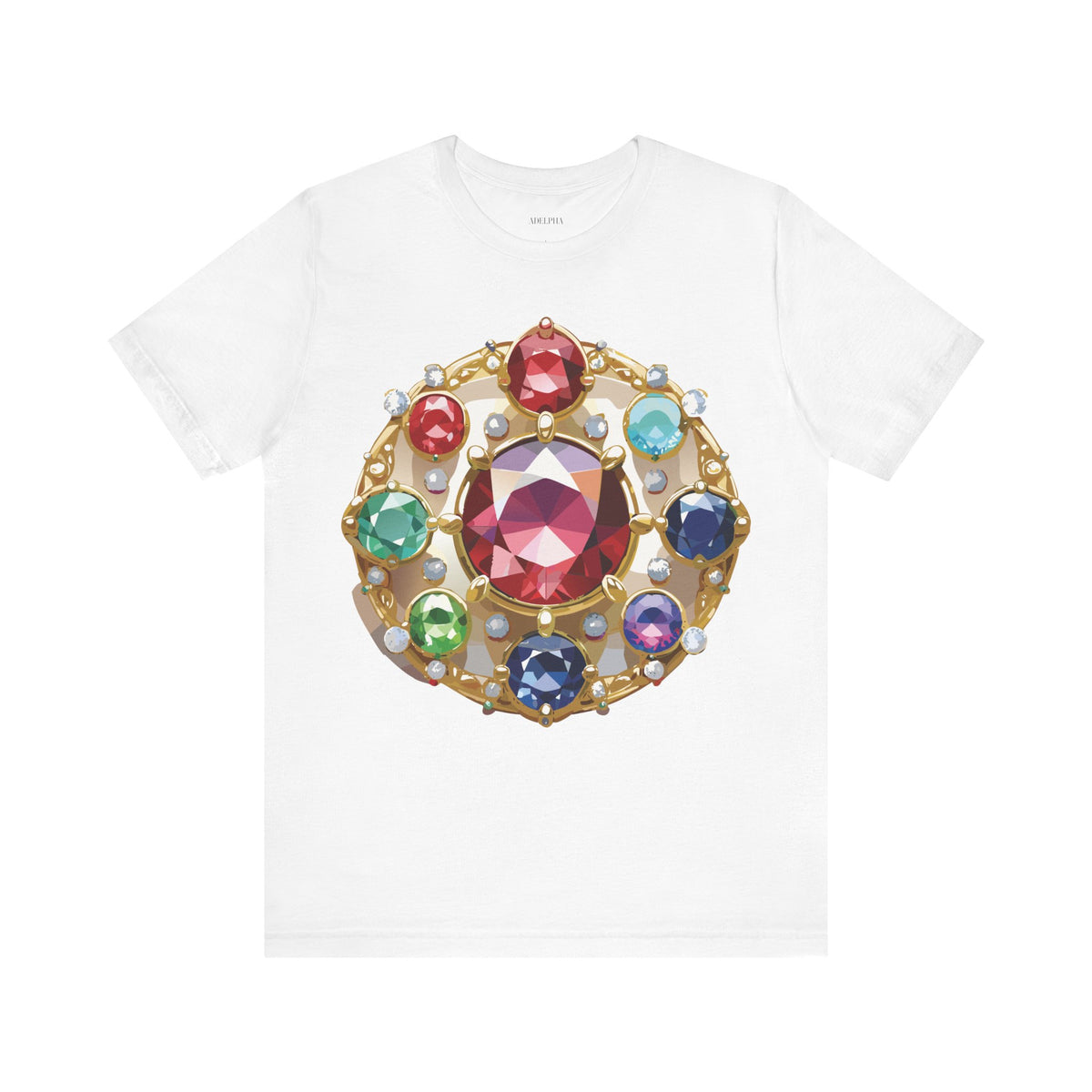 Jewelry Graphic Unisex Cotton Bella+Canvas Tee with Gemstones Art Design m34