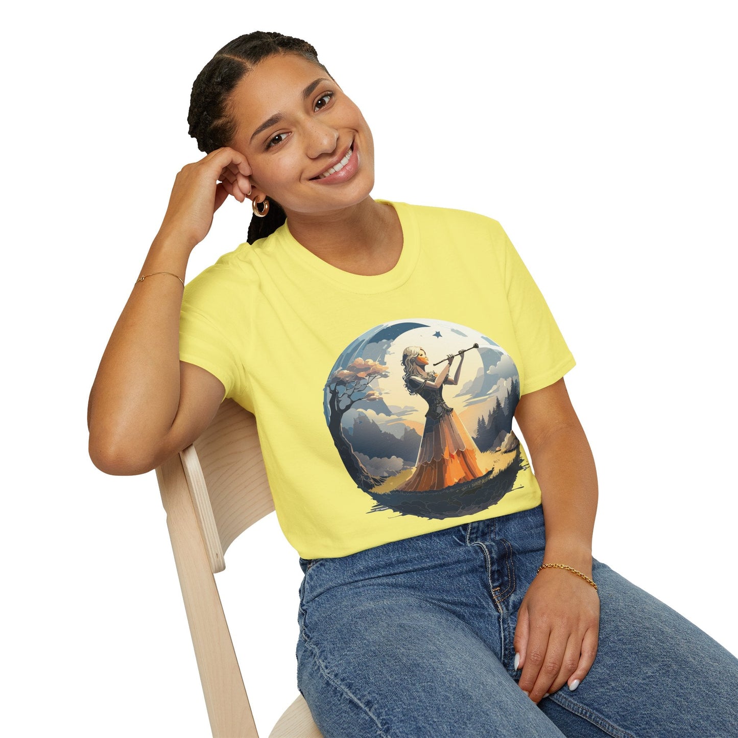 Unisex Softstyle Graphic T Shirt 100 Percent Ring Spun Cotton Art Design Tee For Women