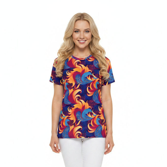 Women Poly Span T-Shirt with Floral Print