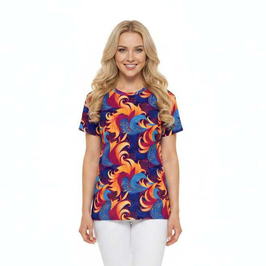 Women Poly Span T-Shirt with Floral Print