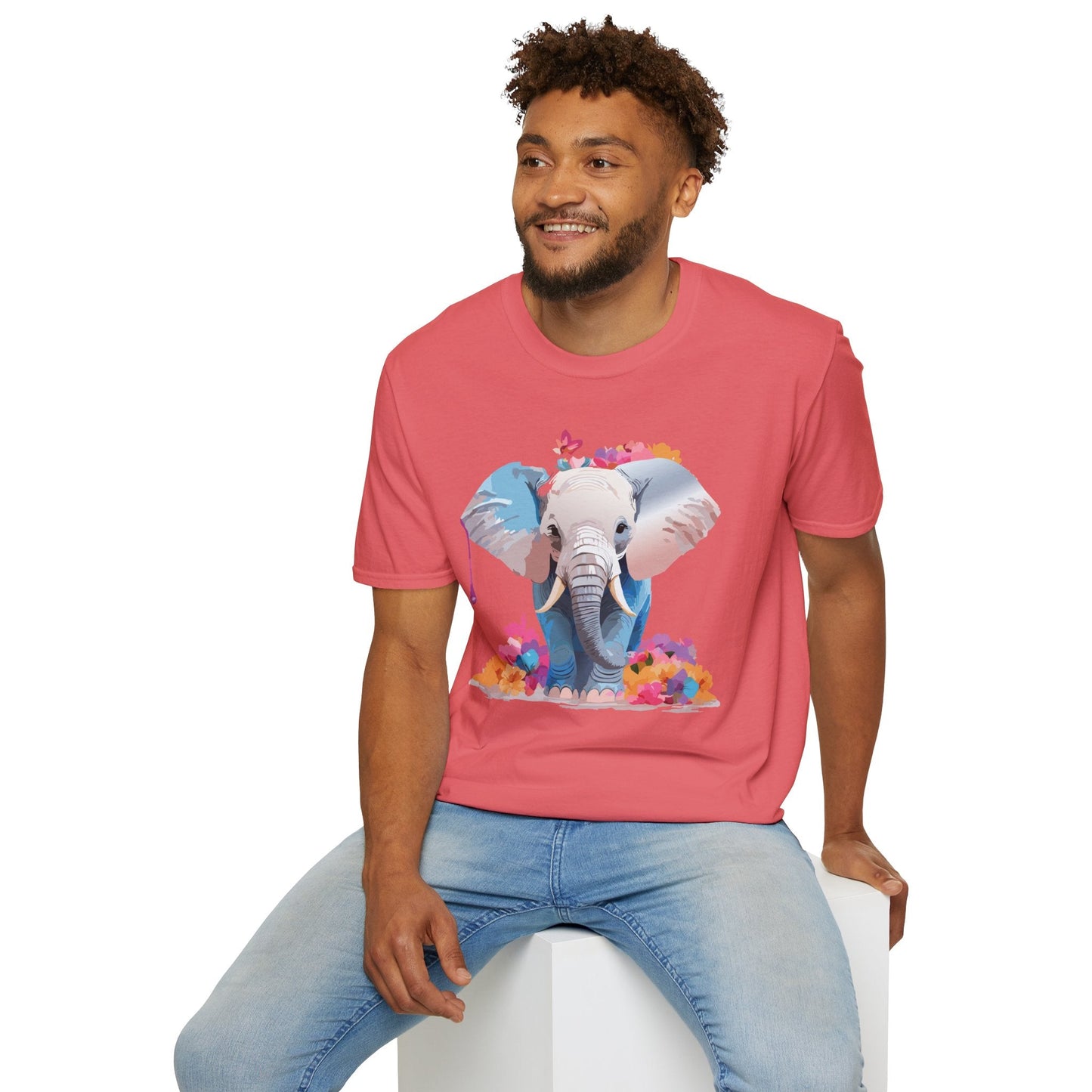 Elephant T Shirt Unisex Softstyle 64000 Graphic Elephant Illustration Animal Tee For Everyday Wear