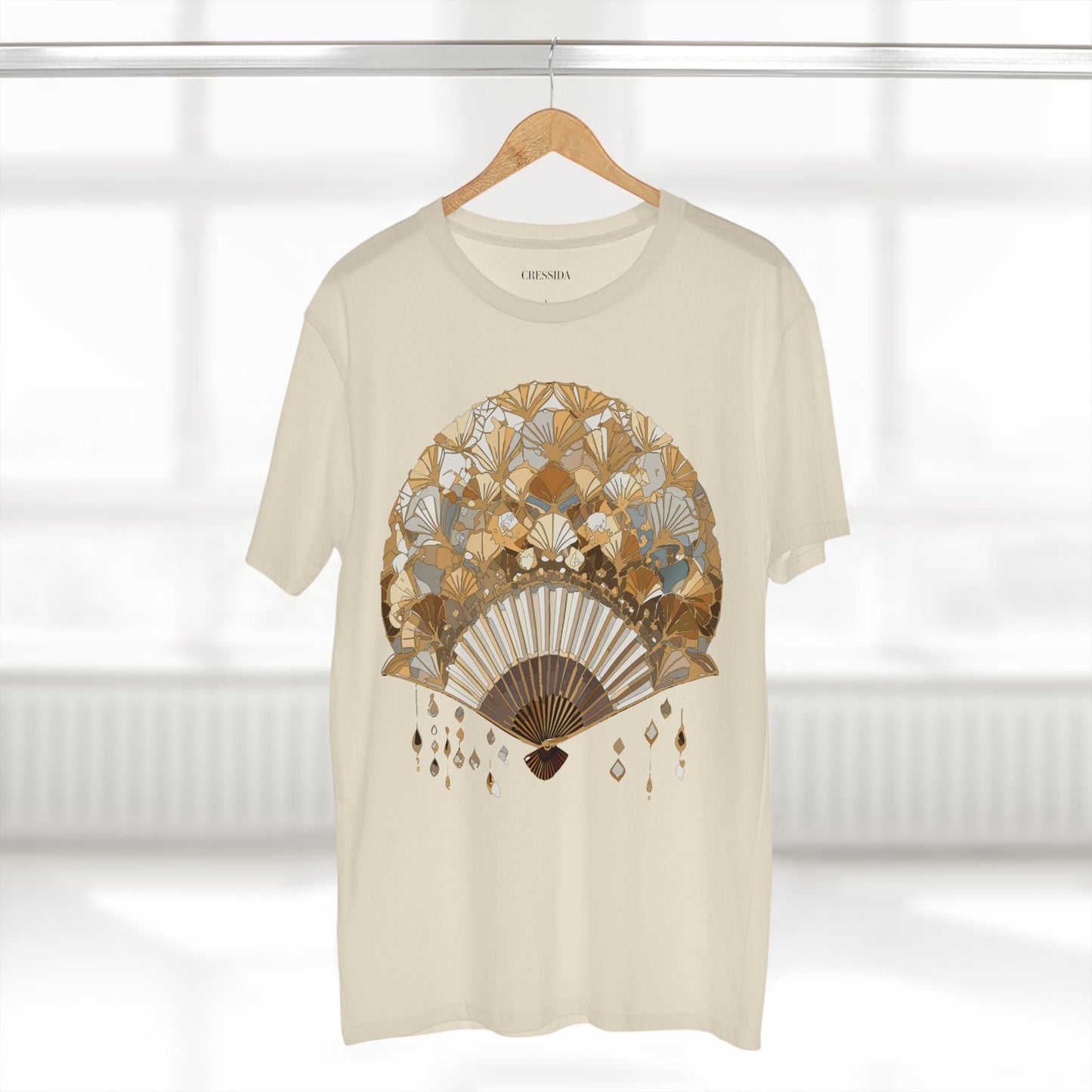 Antique Fan Graphic Design T-Shirt Unisex 100 Cotton Floral Carnival Artwork Tee 10