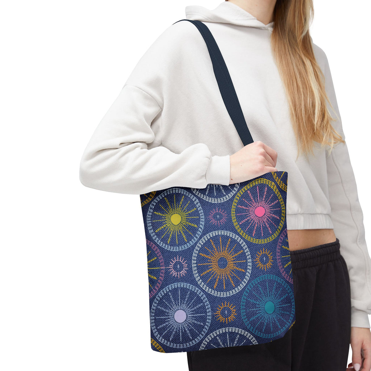 Denim Fabric Imitation Print Unisex Canvas Bag Poly Spun 3 Sizes Tote Bag 183-4
