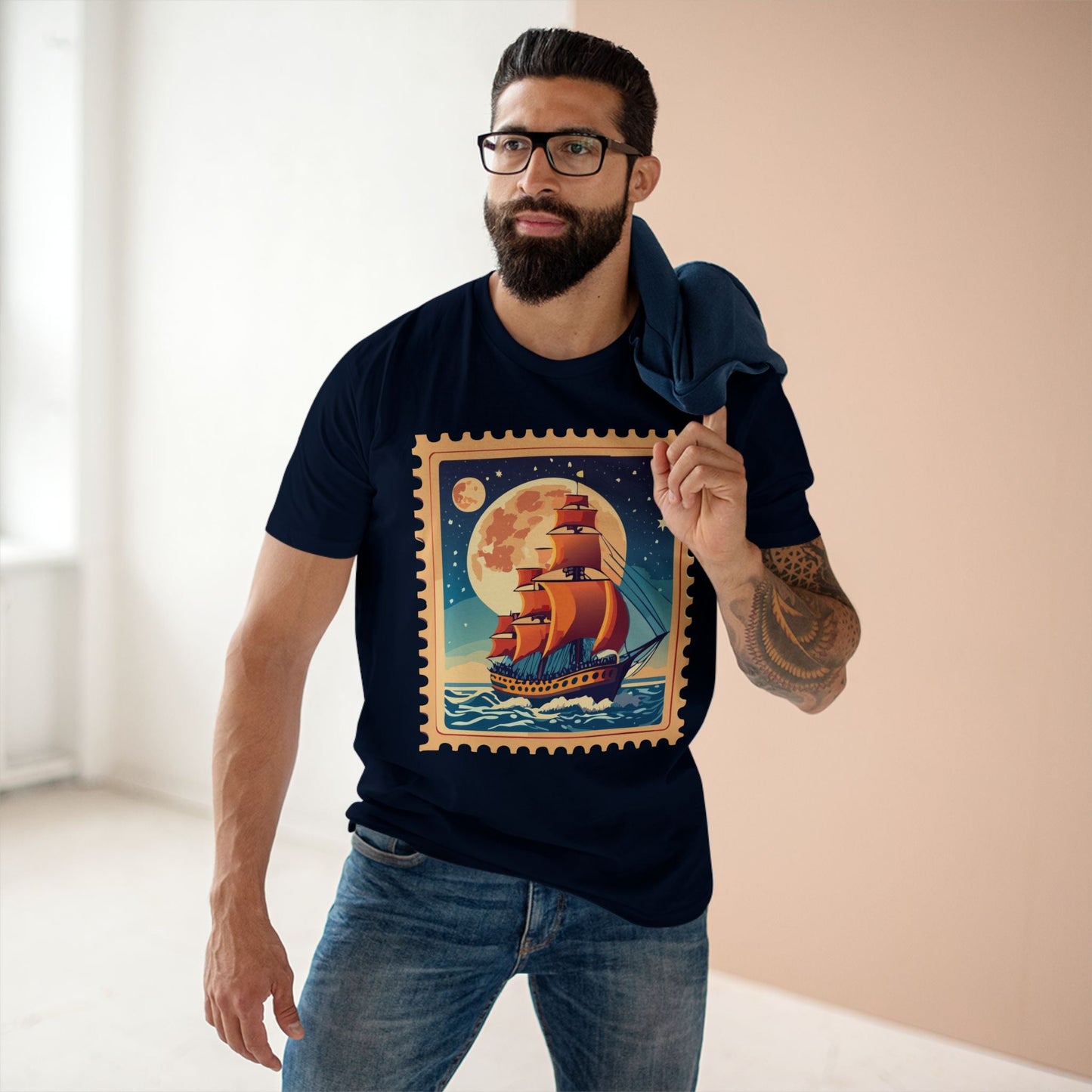 Postage Stamp Shirt Unisex Premium Cotton Tee With Original Art Design Retro2Nova