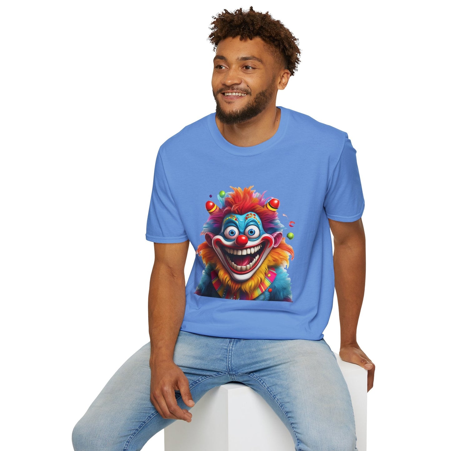 Clown Themed Unisex T Shirt Funny Man Circus Scary Man Tee Gildan Softstyle 64000 Cotton