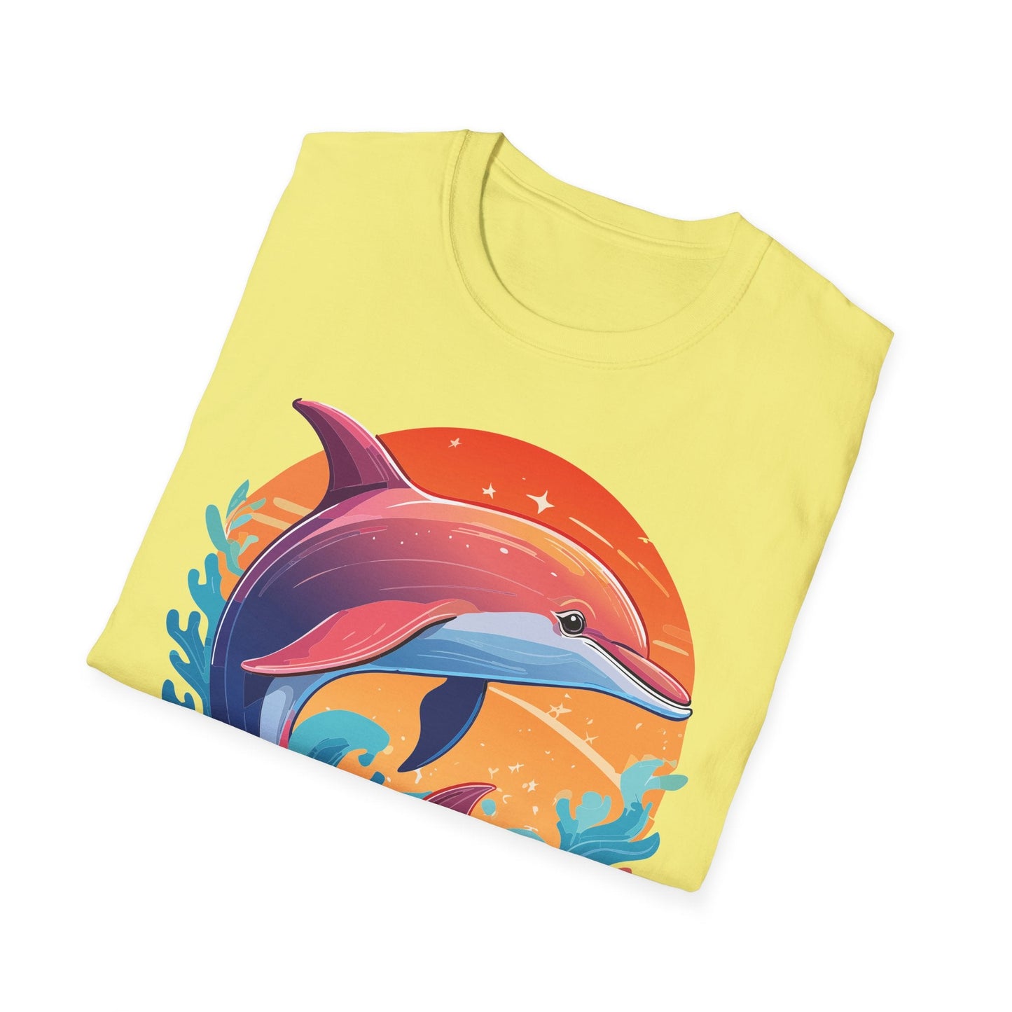 Dolphin Shirt Unisex Tee 100 Percent Ring Spun Cotton Softstyle Gildan 64000 Comfort Fit