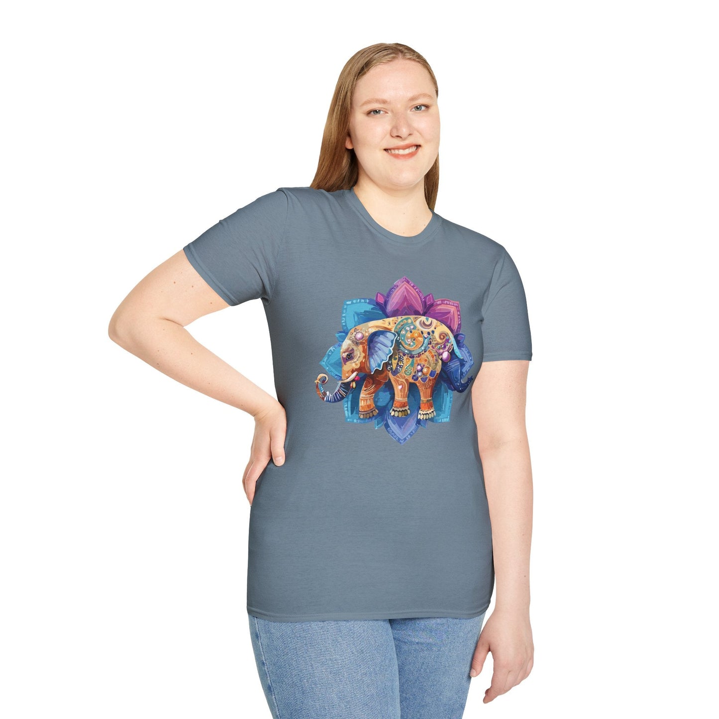 Unisex Elephant T Shirt Softstyle Gildan 64000 Cotton Tee For Animal Lovers And Collectors